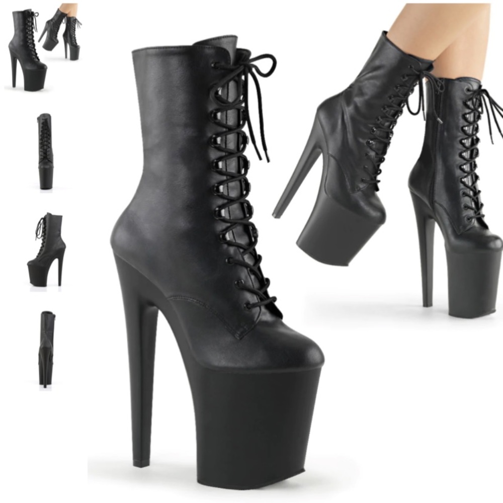 Xtreme-1020 8” faux black leather. Size 9